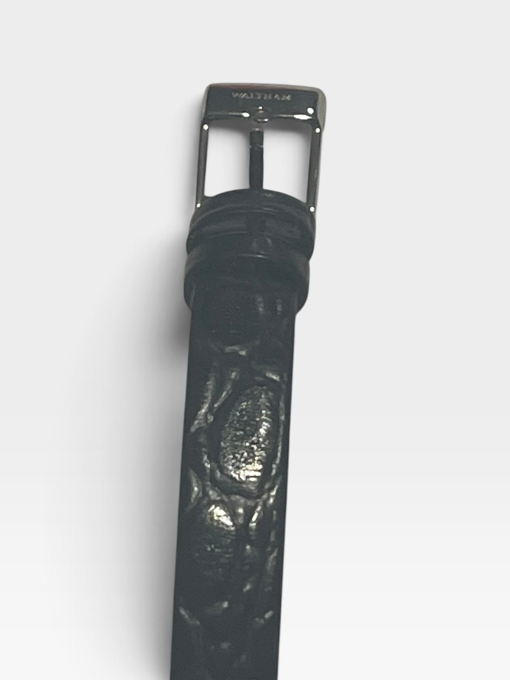 Waltham Women’s Oval Rhinestone Black Leather Quartz Watch Y2K - Picture 6 of 10